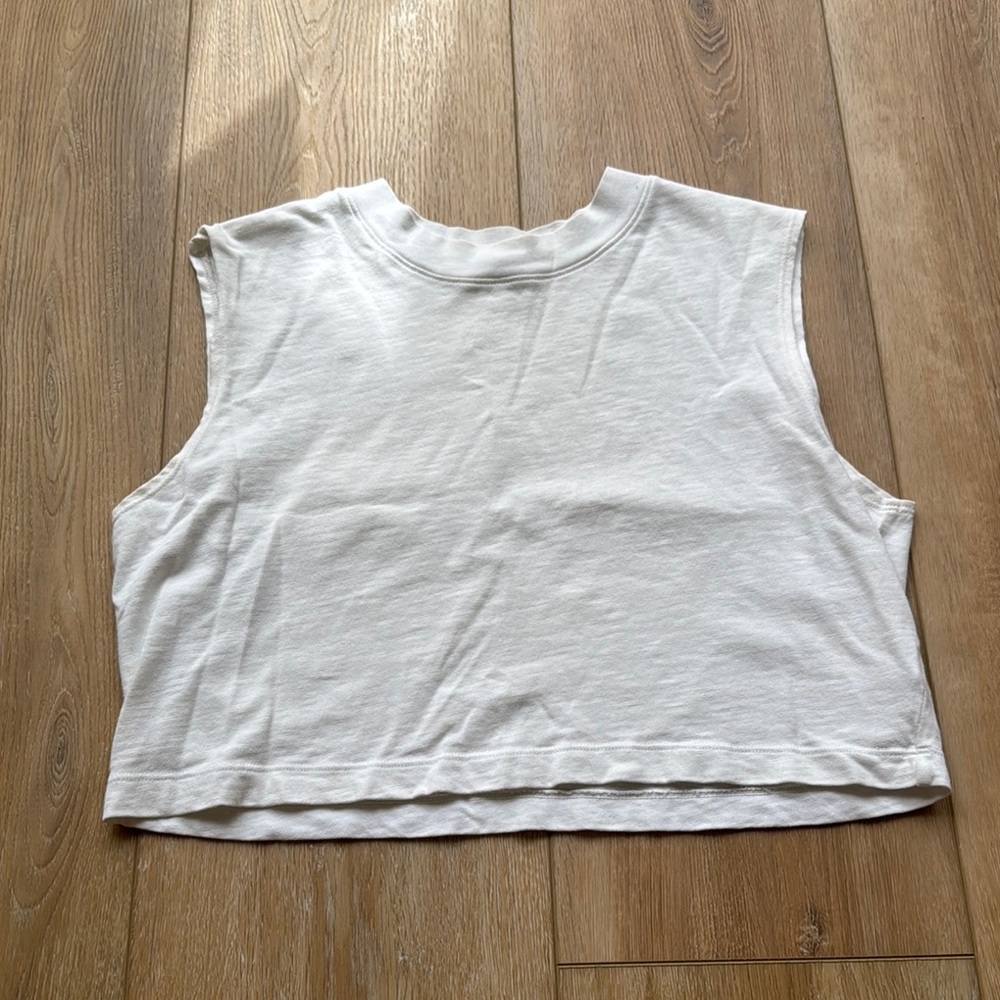 Cotton Citizen Cropped White Sleeveless Tank